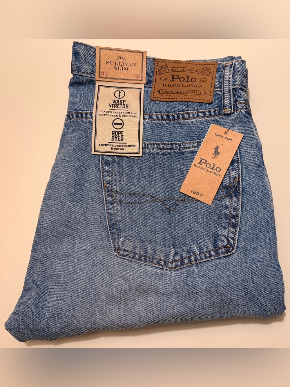Ralph Lauren Slim Men's Light Blue Denim Jeans(brand new)